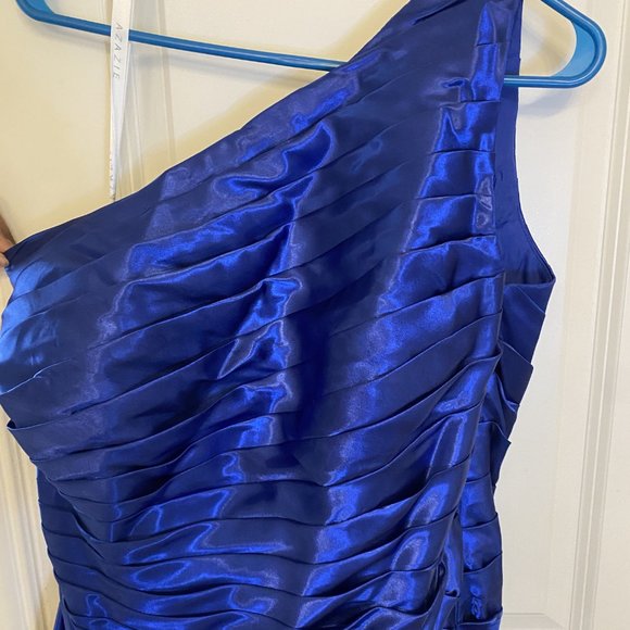 Royal Blue Azazie Kamila One-shoulder Satin Bridesmaid Dress (20) - Picture 5 of 8